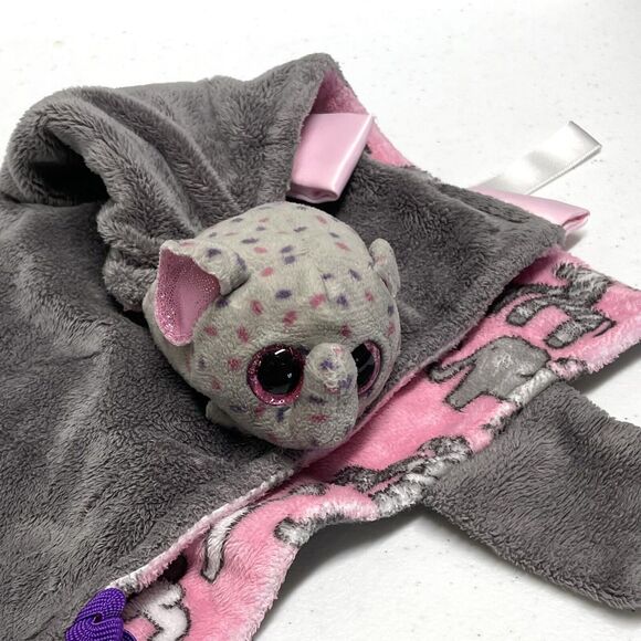 TEENY TY’s TRUNKS Gray Spotted Elephant Security Blanket Lovey - Picture 1 of 7
